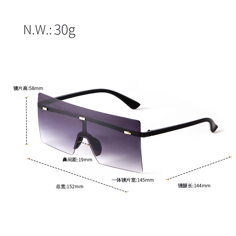 SORVINO Rimless Oversized Square Sunglasses Fashion Women Shades UV400 Vintage Flat Top One Piece Gradient Lens Sun Glasses