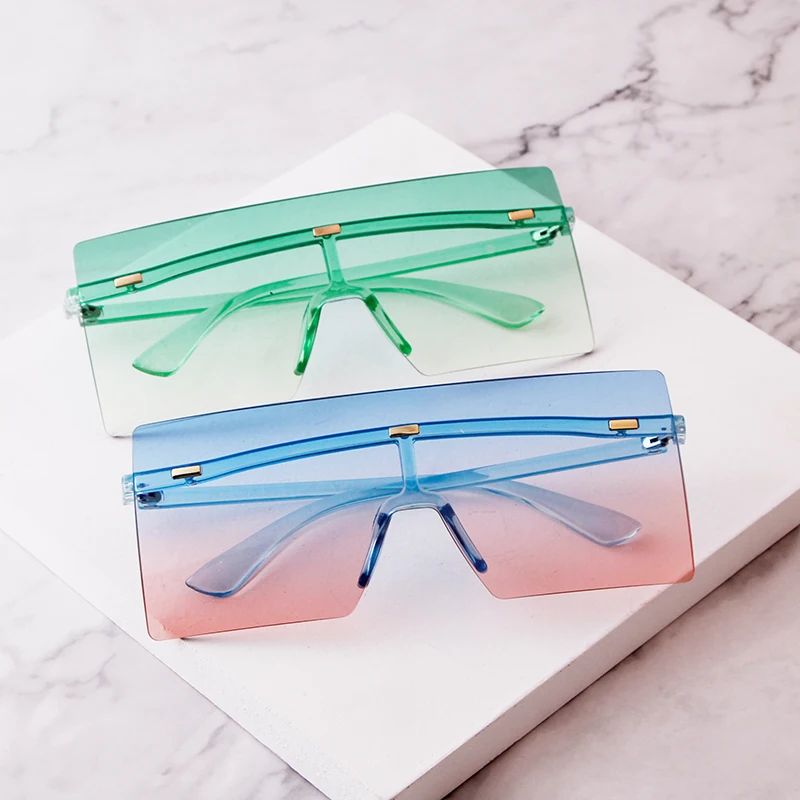 SORVINO Rimless Oversized Square Sunglasses Fashion Women Shades UV400 Vintage Flat Top One Piece Gradient Lens Sun Glasses
