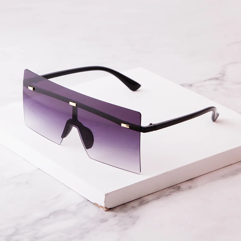 SORVINO Rimless Oversized Square Sunglasses Fashion Women Shades UV400 Vintage Flat Top One Piece Gradient Lens Sun Glasses
