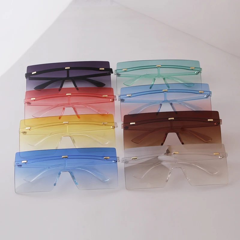 SORVINO Rimless Oversized Square Sunglasses Fashion Women Shades UV400 Vintage Flat Top One Piece Gradient Lens Sun Glasses