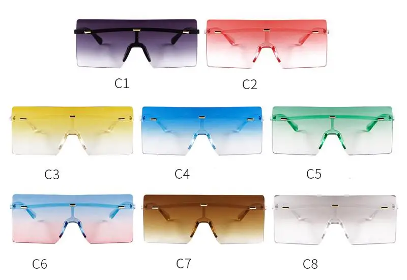 SORVINO Rimless Oversized Square Sunglasses Fashion Women Shades UV400 Vintage Flat Top One Piece Gradient Lens Sun Glasses