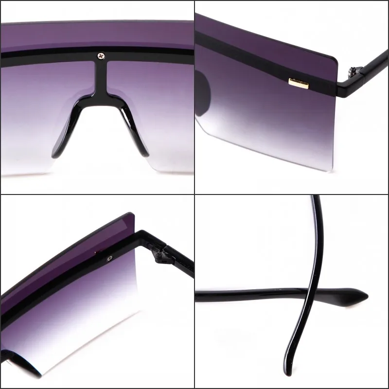 SORVINO Rimless Oversized Square Sunglasses Fashion Women Shades UV400 Vintage Flat Top One Piece Gradient Lens Sun Glasses