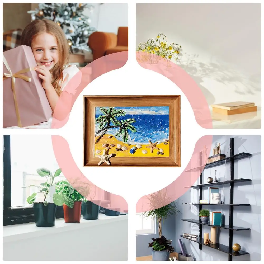 Sea Glass Artwork Beach Art Kit Sea Glass Pieces Handmade Picture Frame Arts & Crafts Kit Framed Sea Glass Decor Wall Art Home