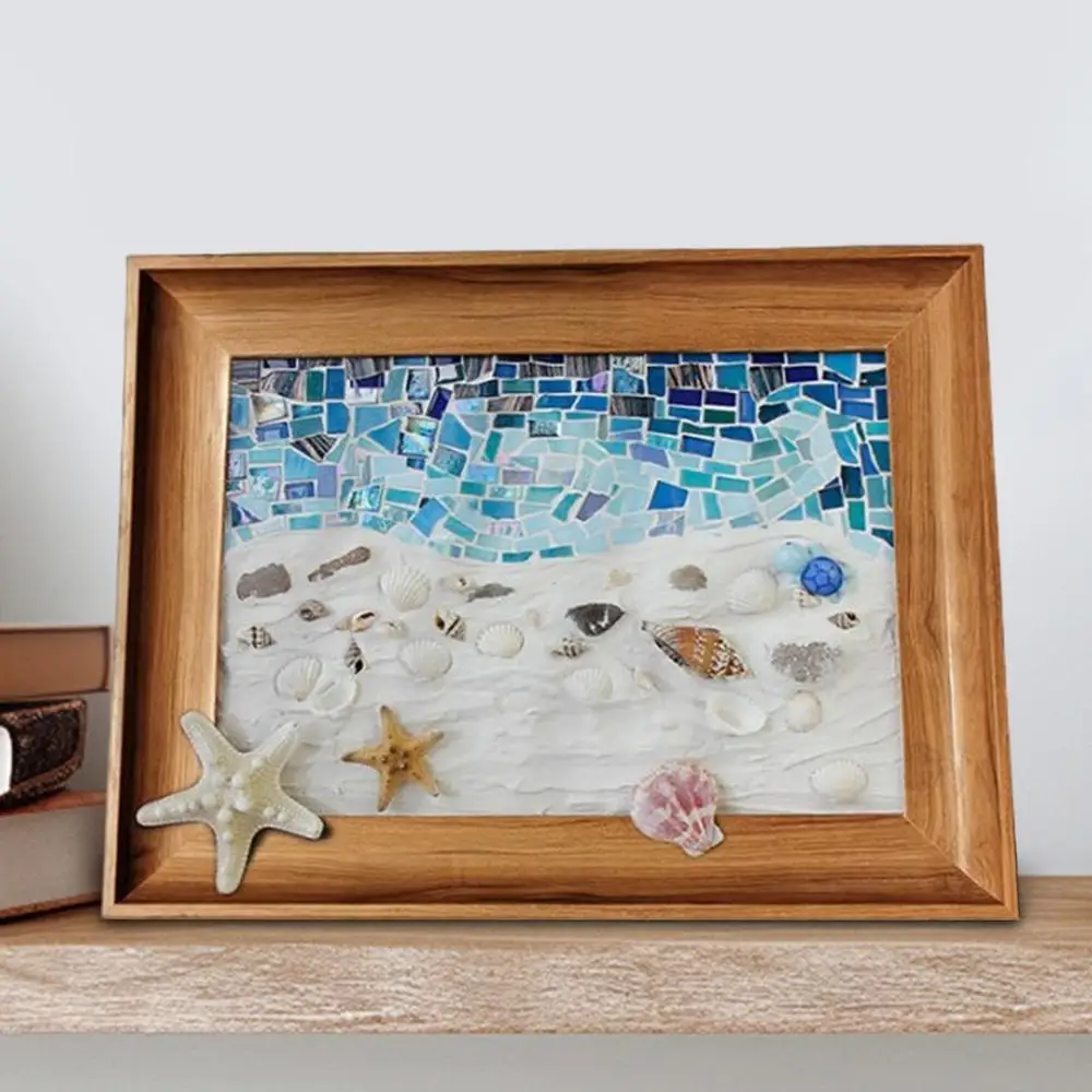 Sea Glass Artwork Beach Art Kit Sea Glass Pieces Handmade Picture Frame Arts & Crafts Kit Framed Sea Glass Decor Wall Art Home