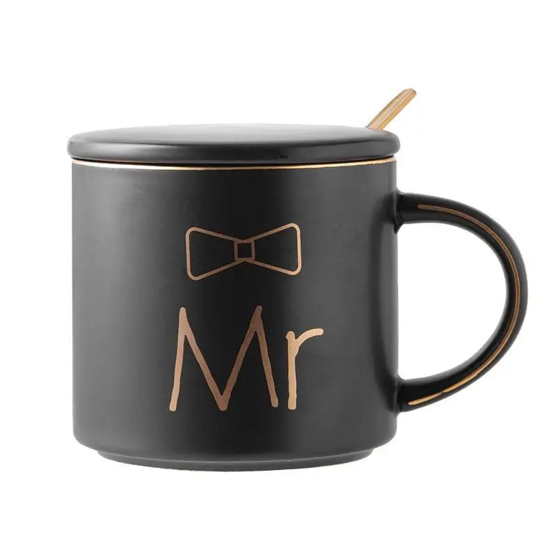 1Pc 450ml Ceramic Couple Mug Bone Water Cup Ceramic Mug Wedding Gift Valentine's Day Gift Christmas Gift Coffee Mug