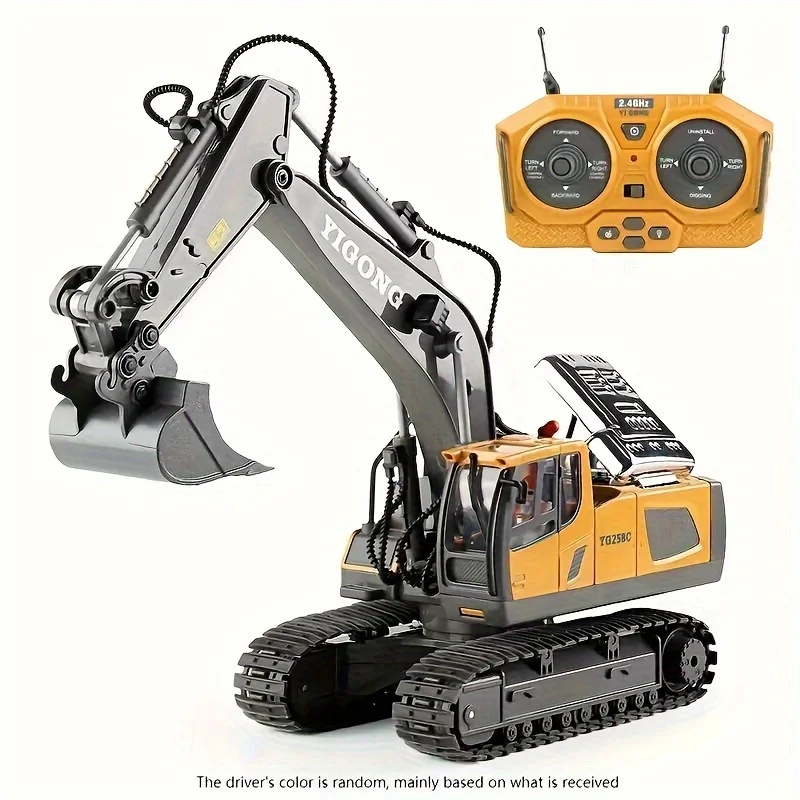 Remote control excavator toys, construction toys with metal shovels, lighting, various simulated sound effects, 2.4GHz 680 degre
