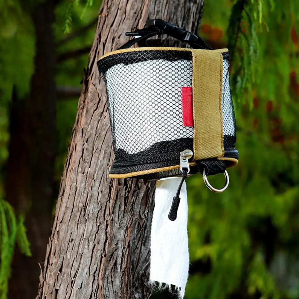 Outdoor Portable Paper Roll Hanger Dispenser Toilet Paper Roll Holder Paper Roll Storage Bag Camping Tissue Holder for Wall Car