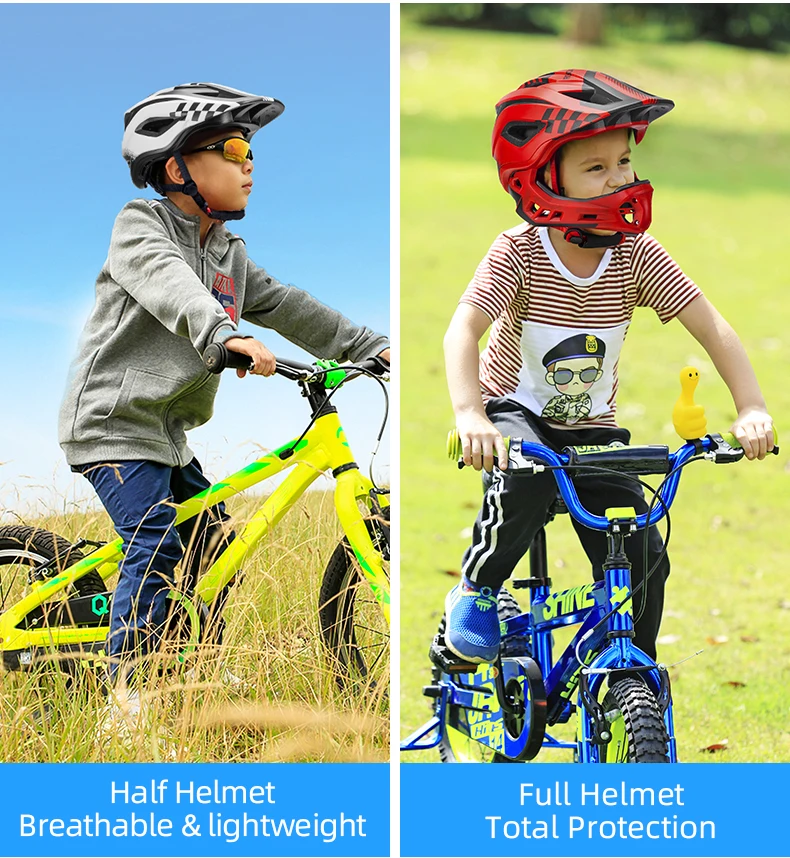 ROCKBROS Child Cycling Helmet Impact Resistant Cross Helmet Detachable Full Face Helmet Safety Protection Bicycle Scooter Helmet