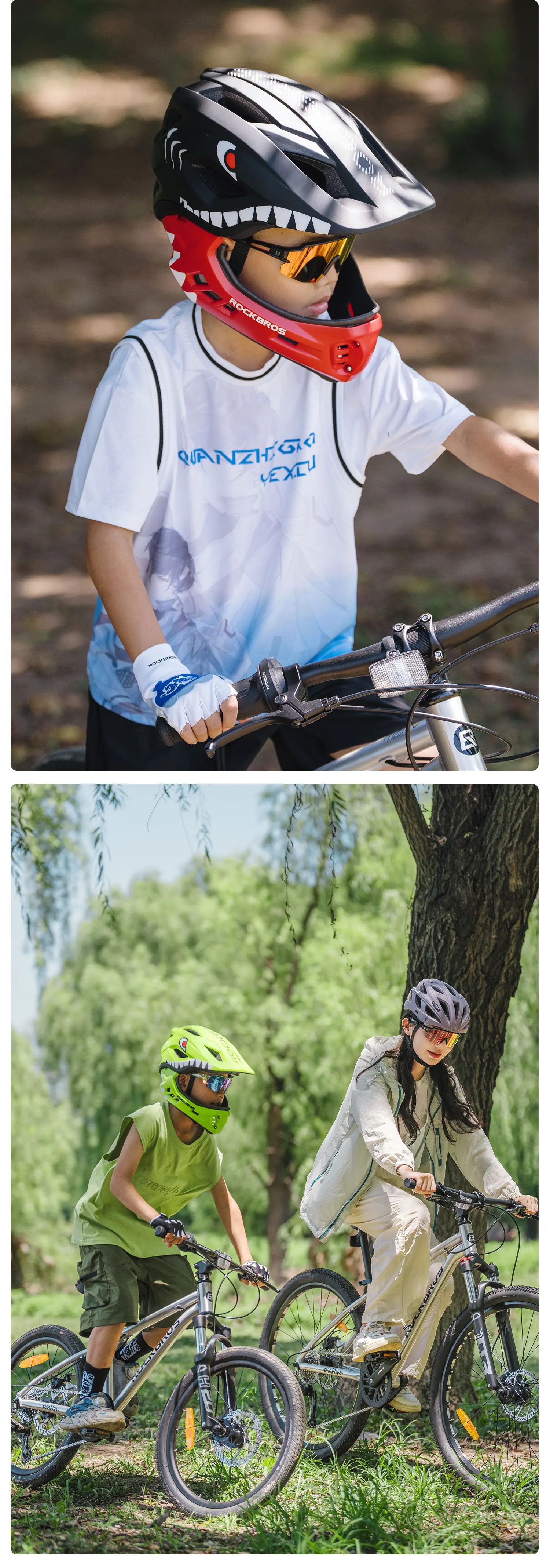 ROCKBROS Child Cycling Helmet Impact Resistant Cross Helmet Detachable Full Face Helmet Safety Protection Bicycle Scooter Helmet