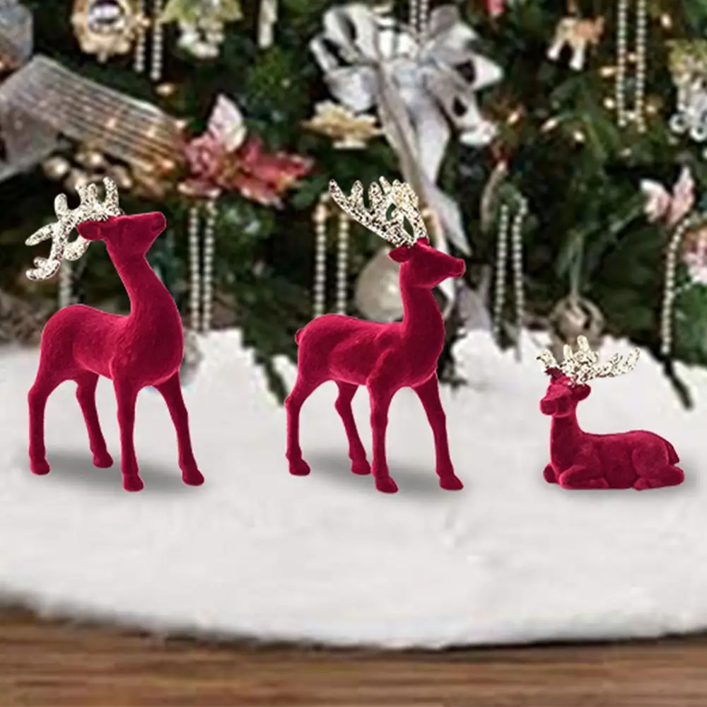 Reindeer Christmas Decoration 3 Pieces Elk Figurine Party Decoration Retro Reindeer Christmas Party Reindeer Centerpiece Festive