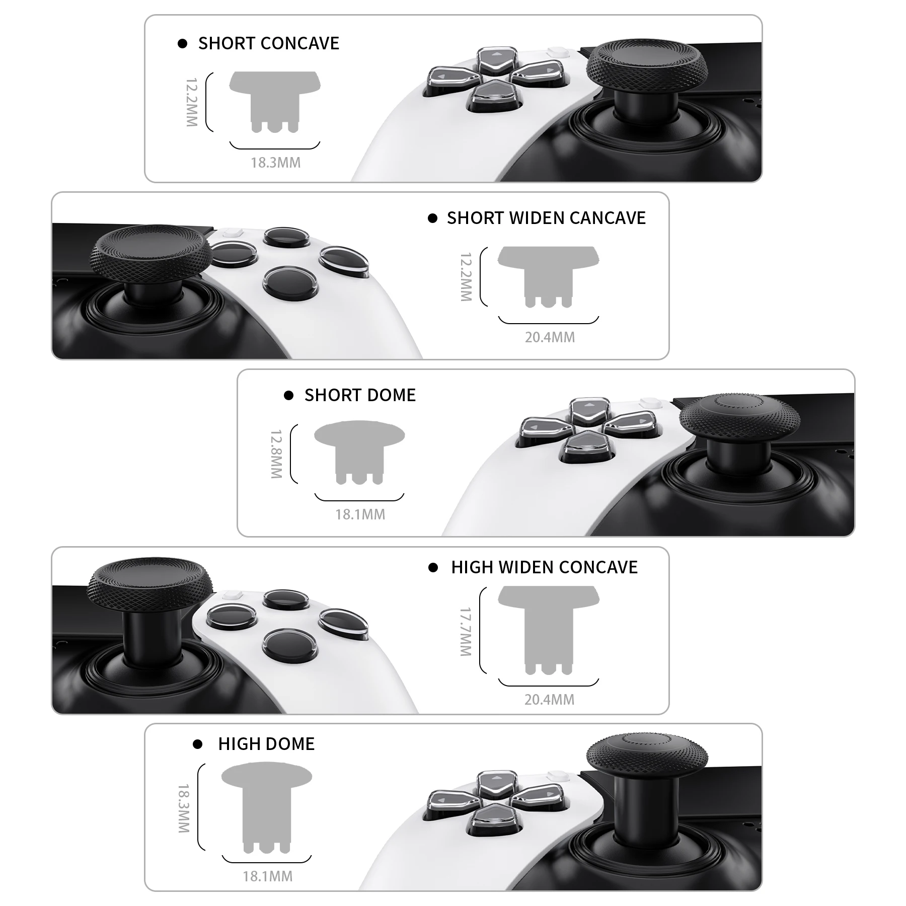 eXtremeRate ThumbsGear Interchangeable Thumbsticks for ps5 Edge Controller, Replacement Analog Thumb Sticks Caps - 6 Colors