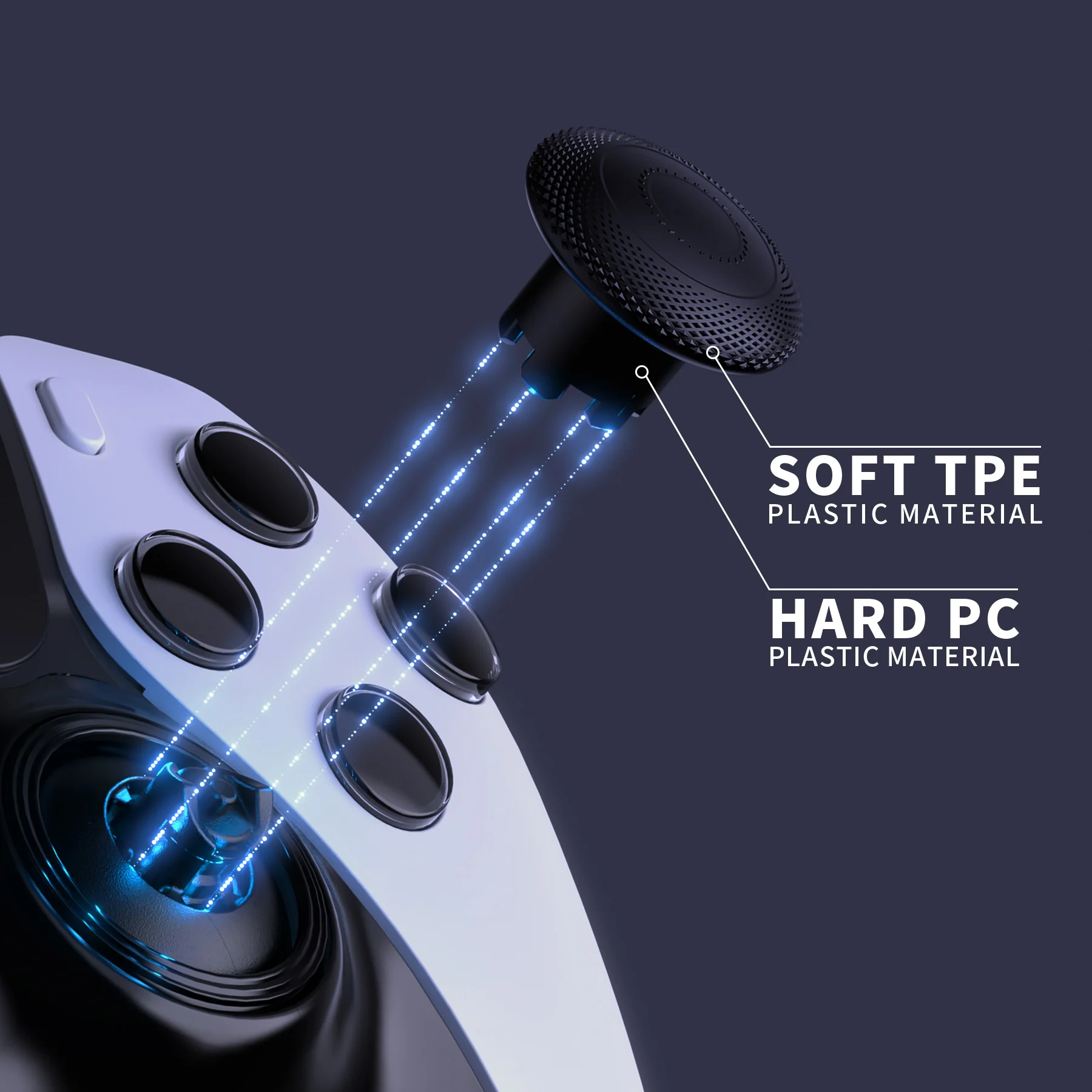 eXtremeRate ThumbsGear Interchangeable Thumbsticks for ps5 Edge Controller, Replacement Analog Thumb Sticks Caps - 6 Colors