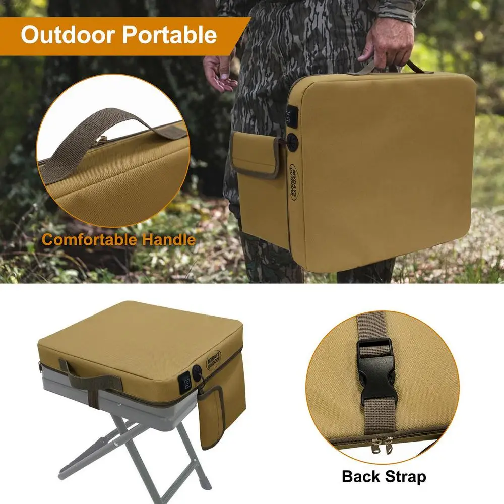 Stadium Thermal Seat Pad with Detachable Cover, Fishing Chair Upgrade Heated Seat Cushion, Portable Anti-Slip 3 Adjustable Modes