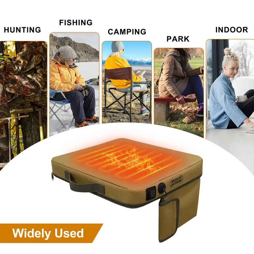 Stadium Thermal Seat Pad with Detachable Cover, Fishing Chair Upgrade Heated Seat Cushion, Portable Anti-Slip 3 Adjustable Modes