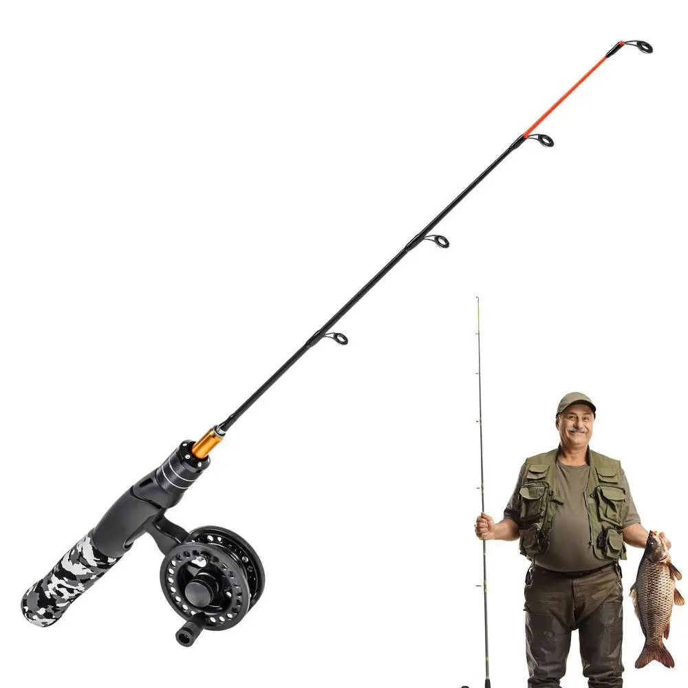 Ice Fishing Rod Winter Fishing Rod Fishing Pole Kit With Solid Rod Tip Design Compact Tackles For Underwater Fishing Use