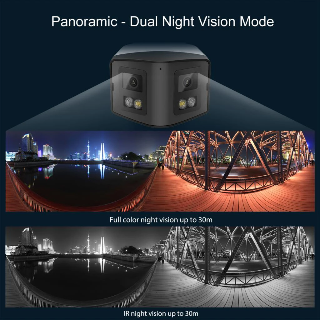 4MP 8MP Dual Light Panoramic Camera POE Built in Mic Speaker Human Detect Color Night Vision Surveillance Hikvision Compatible