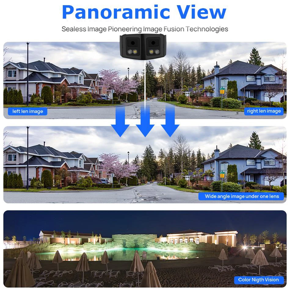 4MP 8MP Dual Light Panoramic Camera POE Built in Mic Speaker Human Detect Color Night Vision Surveillance Hikvision Compatible