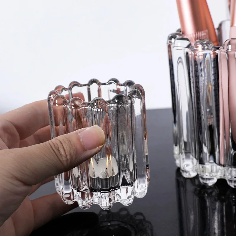 Cosmetic Brush Storage Box Living Room Bedroom Desk Light Luxury Ornaments Makeup Brush Eyebrow Pencil Crystal Glass Pen Holder