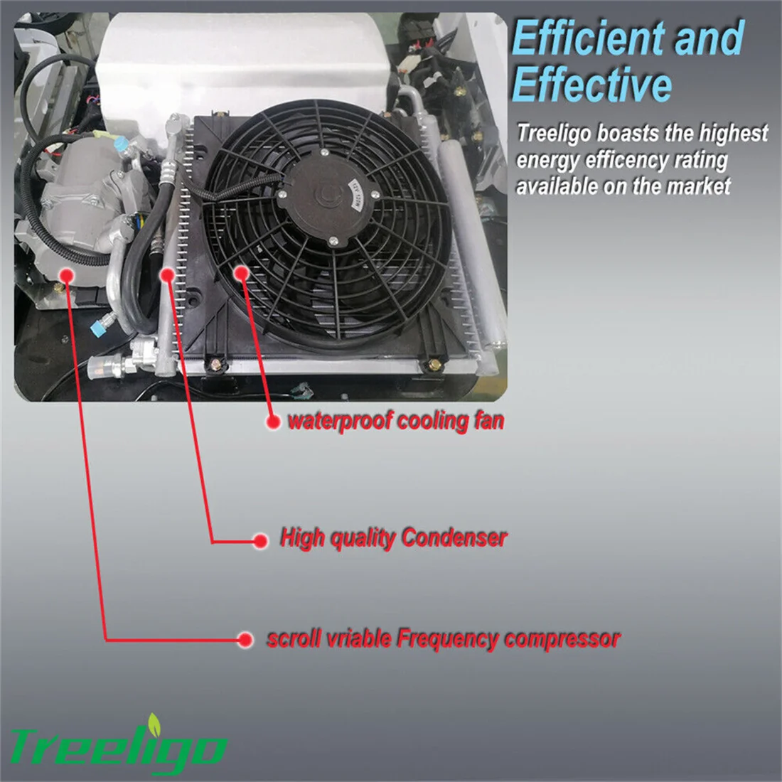 Treeligo 12V Cooling Roof Air Conditioner Electric Cool RV Rooftop Parking AC Unit for Truck Camper Van Caravans Motor Home