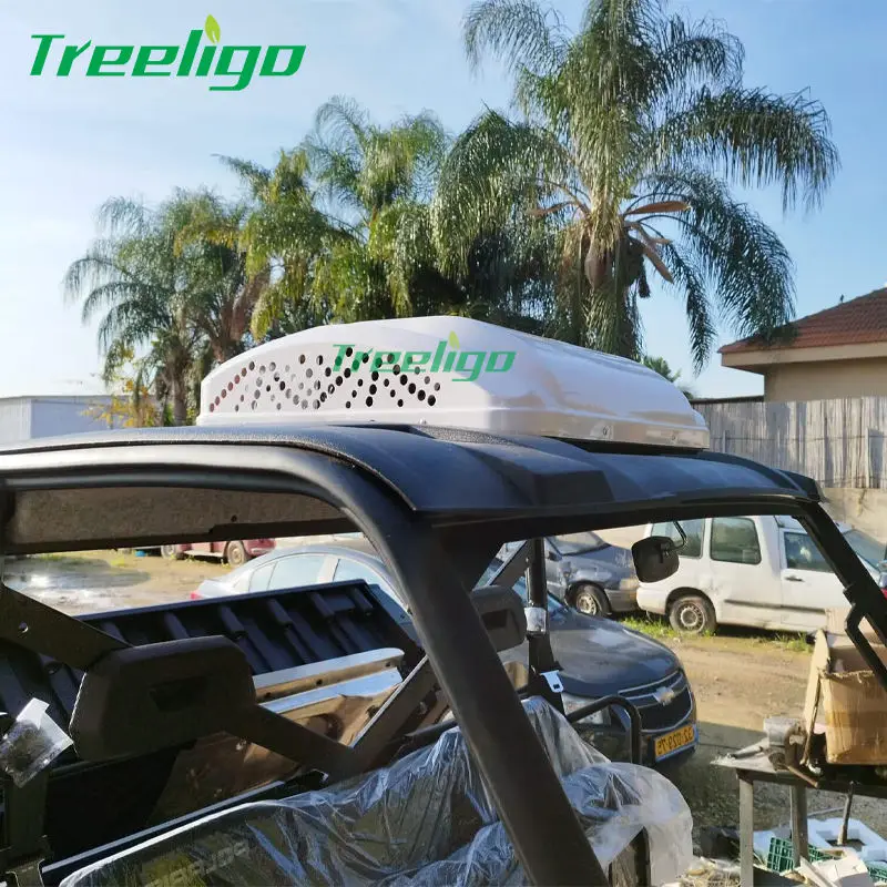 Treeligo 12V Cooling Roof Air Conditioner Electric Cool RV Rooftop Parking AC Unit for Truck Camper Van Caravans Motor Home