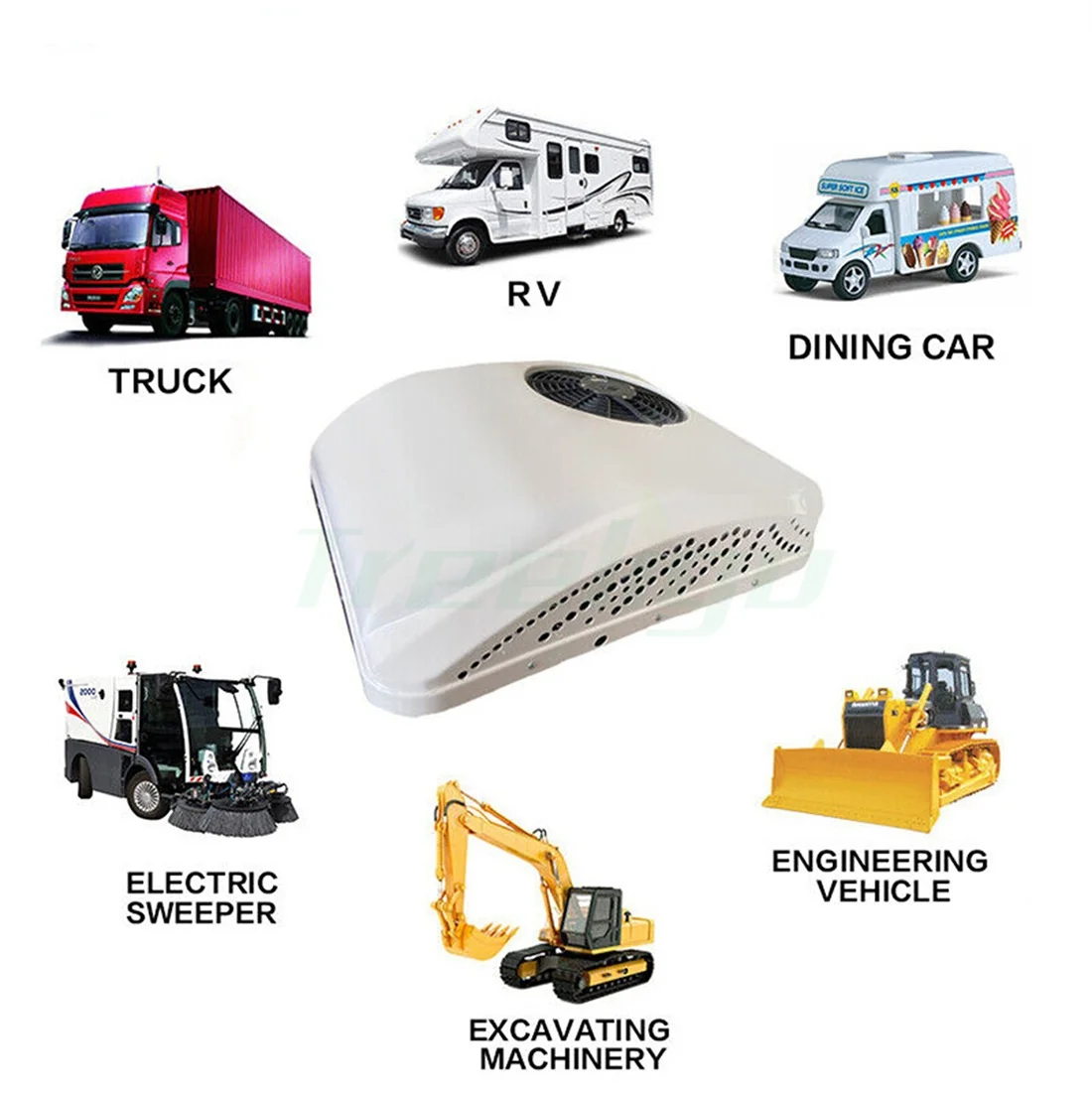 Treeligo 12V Cooling Roof Air Conditioner Electric Cool RV Rooftop Parking AC Unit for Truck Camper Van Caravans Motor Home