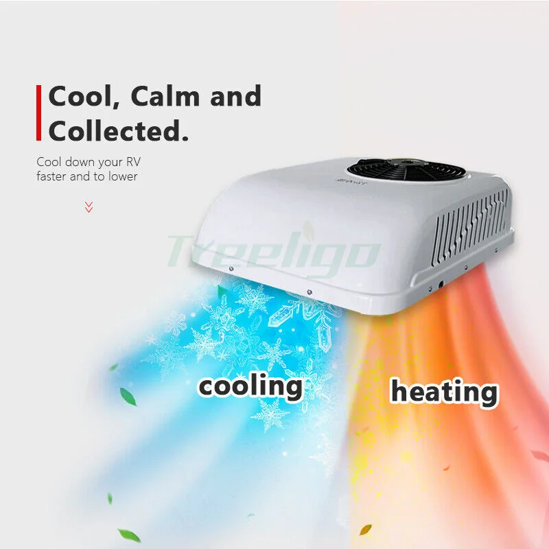 Treeligo 12V Cooling Roof Air Conditioner Electric Cool RV Rooftop Parking AC Unit for Truck Camper Van Caravans Motor Home