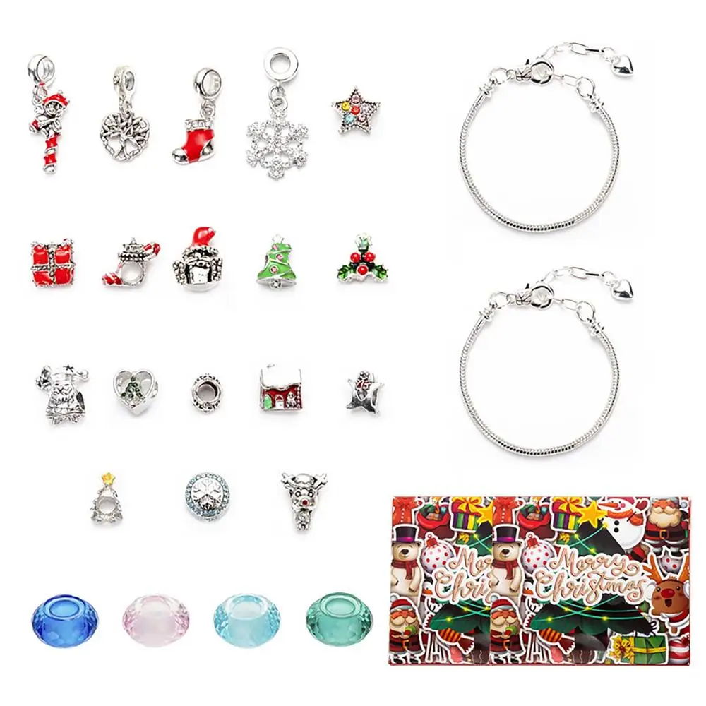 Christmas Bracelets Countdown Calendar 2023 Girls Bracelet Making Advent Calendar Valentine's Day DIY Jewelry Making Advent Gift