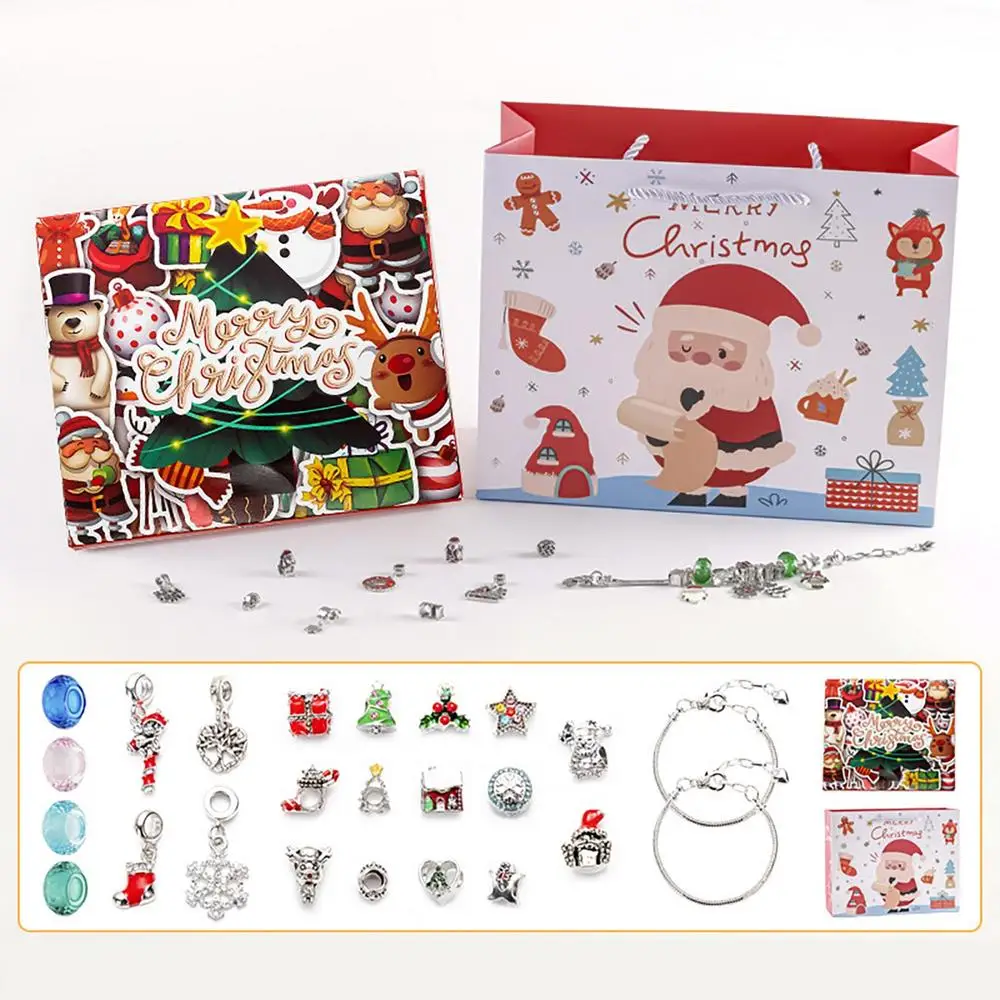 Christmas Bracelets Countdown Calendar 2023 Girls Bracelet Making Advent Calendar Valentine's Day DIY Jewelry Making Advent Gift