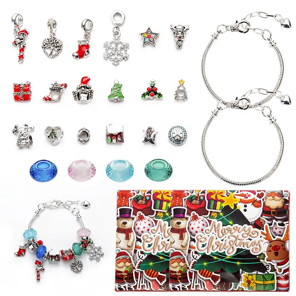 Christmas Bracelets Countdown Calendar 2023 Girls Bracelet Making Advent Calendar Valentine's Day DIY Jewelry Making Advent Gift