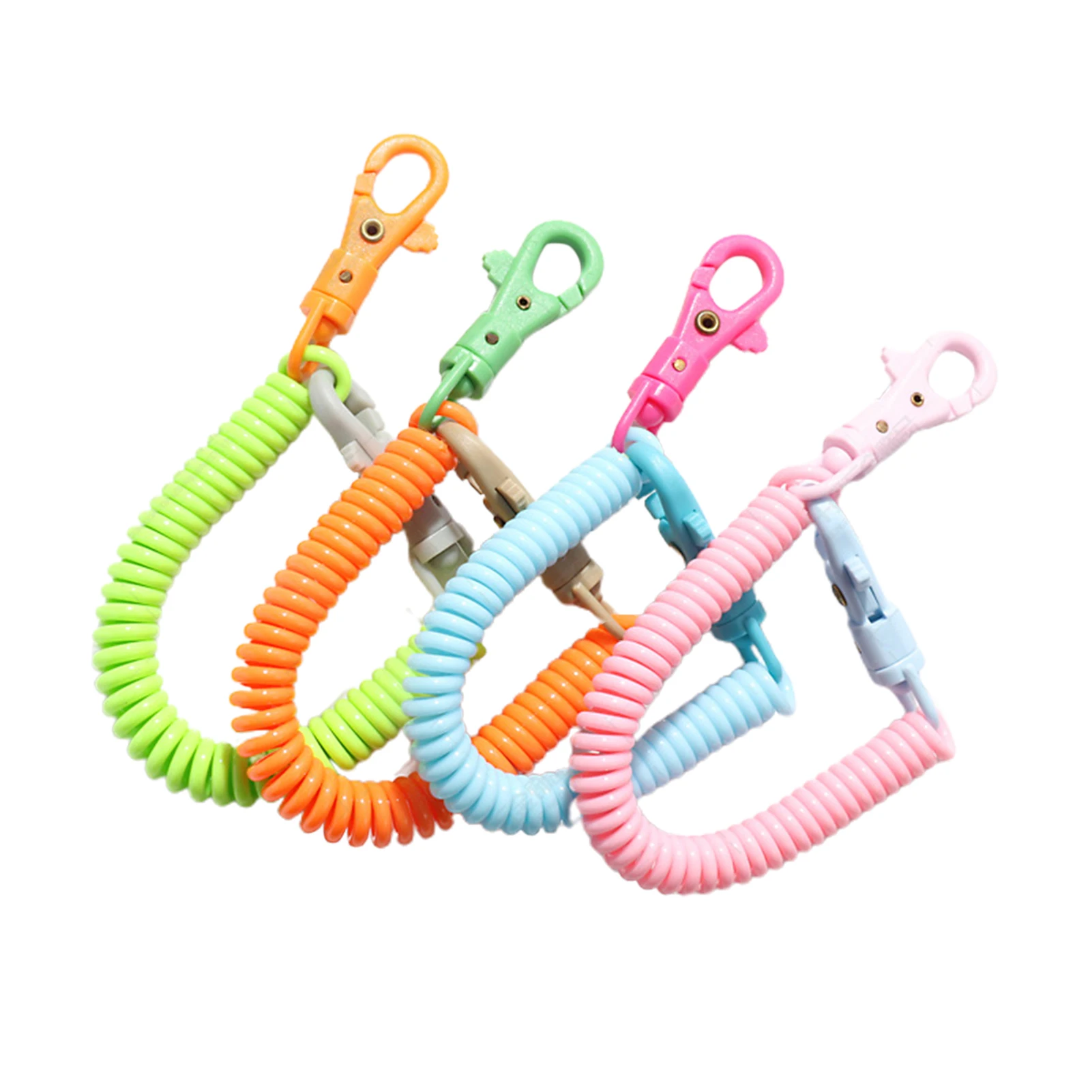 Coil Lanyard Retractable Coil Keychain Spiral Coil Lanyard Long Anti Lost Key Chain Holder For Bungee Lanyard Flexible