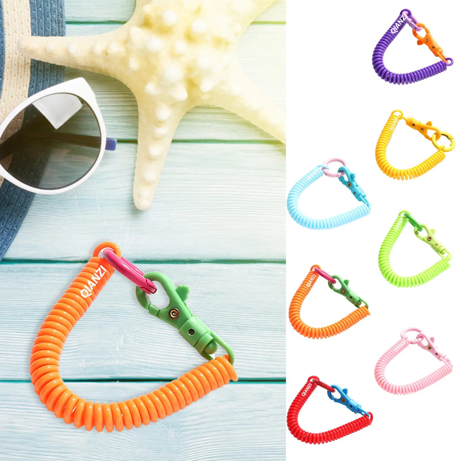 Coil Lanyard Retractable Coil Keychain Spiral Coil Lanyard Long Anti Lost Key Chain Holder For Bungee Lanyard Flexible