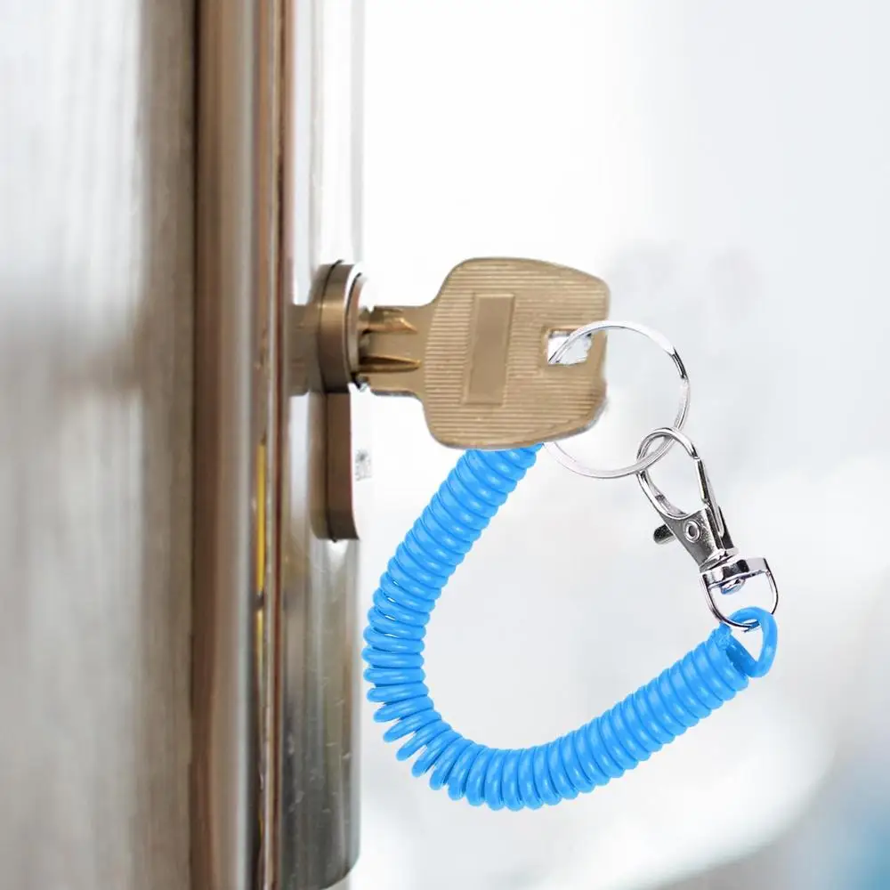 Coil Lanyard Retractable Coil Keychain Spiral Coil Lanyard Long Anti Lost Key Chain Holder For Bungee Lanyard Flexible
