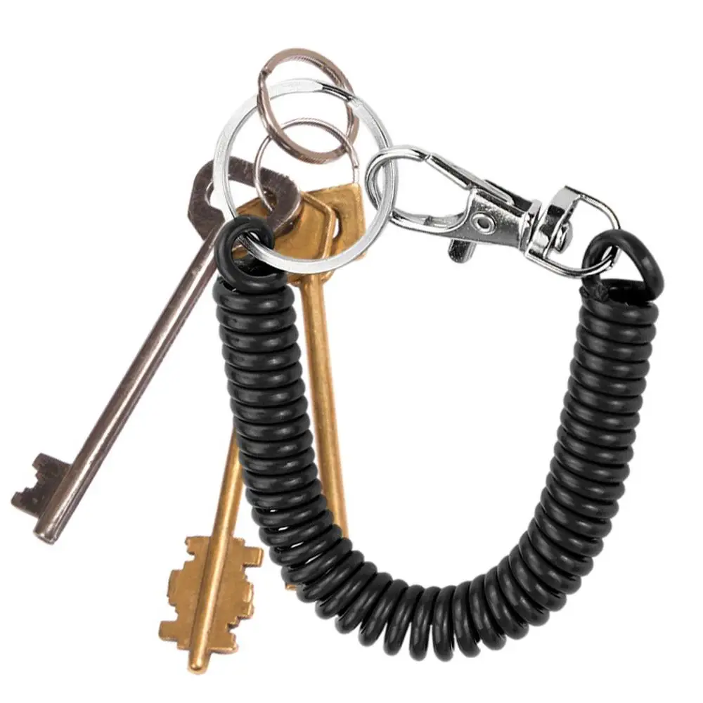 Coil Lanyard Retractable Coil Keychain Spiral Coil Lanyard Long Anti Lost Key Chain Holder For Bungee Lanyard Flexible