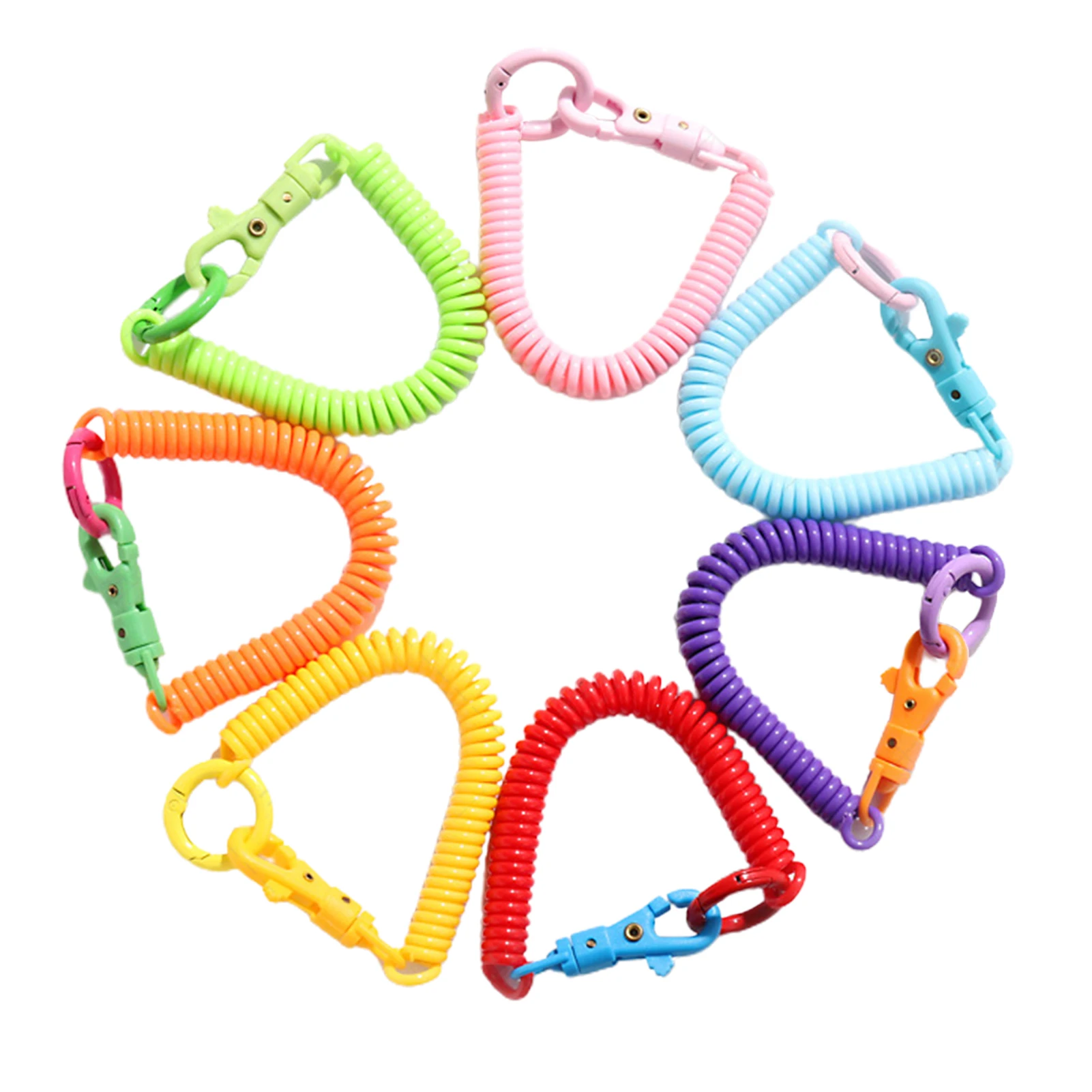Coil Lanyard Retractable Coil Keychain Spiral Coil Lanyard Long Anti Lost Key Chain Holder For Bungee Lanyard Flexible