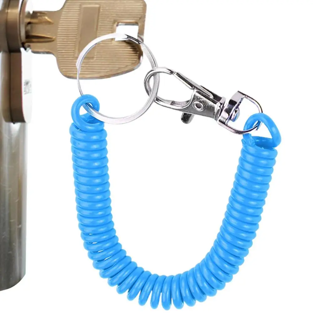 Coil Lanyard Retractable Coil Keychain Spiral Coil Lanyard Long Anti Lost Key Chain Holder For Bungee Lanyard Flexible