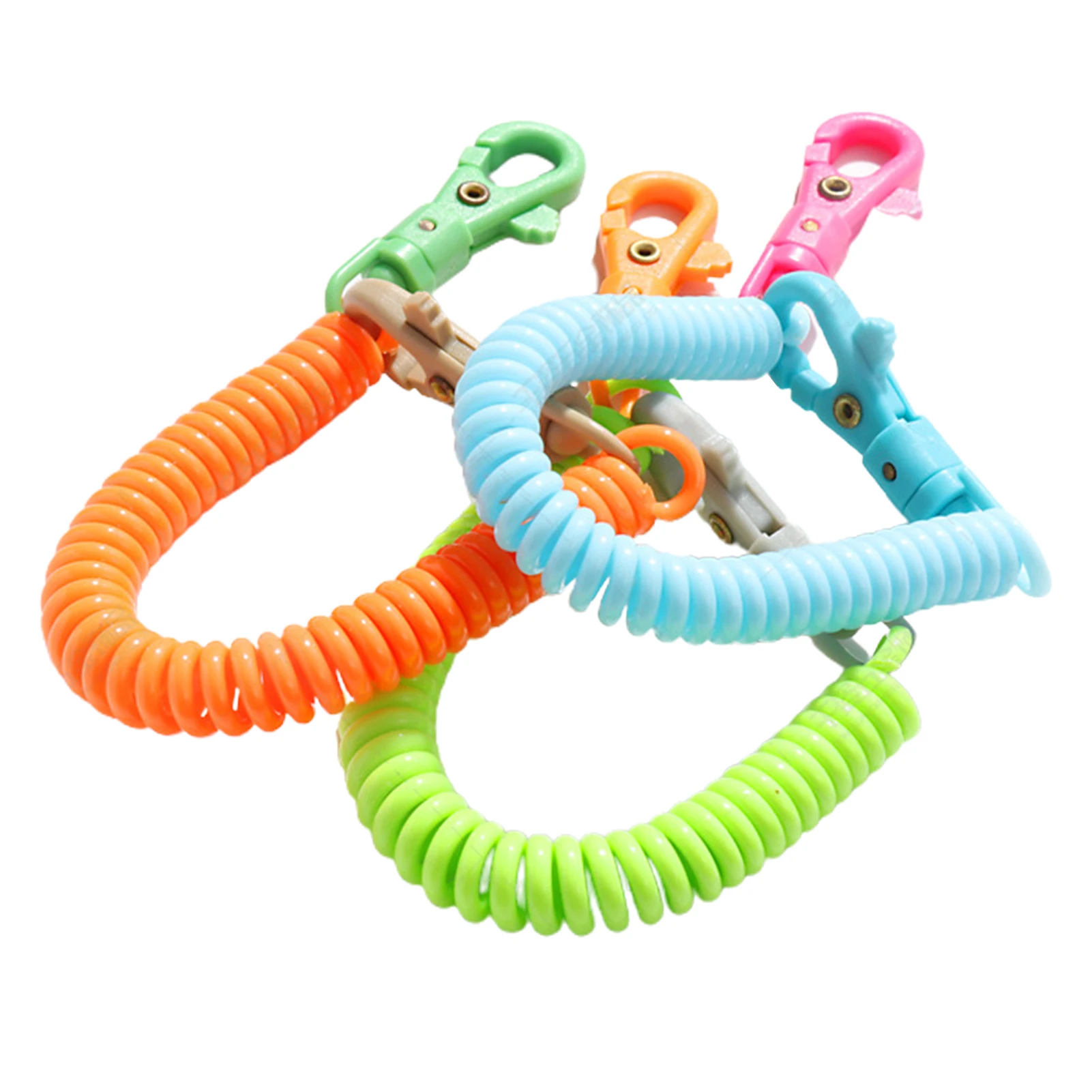 Coil Lanyard Retractable Coil Keychain Spiral Coil Lanyard Long Anti Lost Key Chain Holder For Bungee Lanyard Flexible