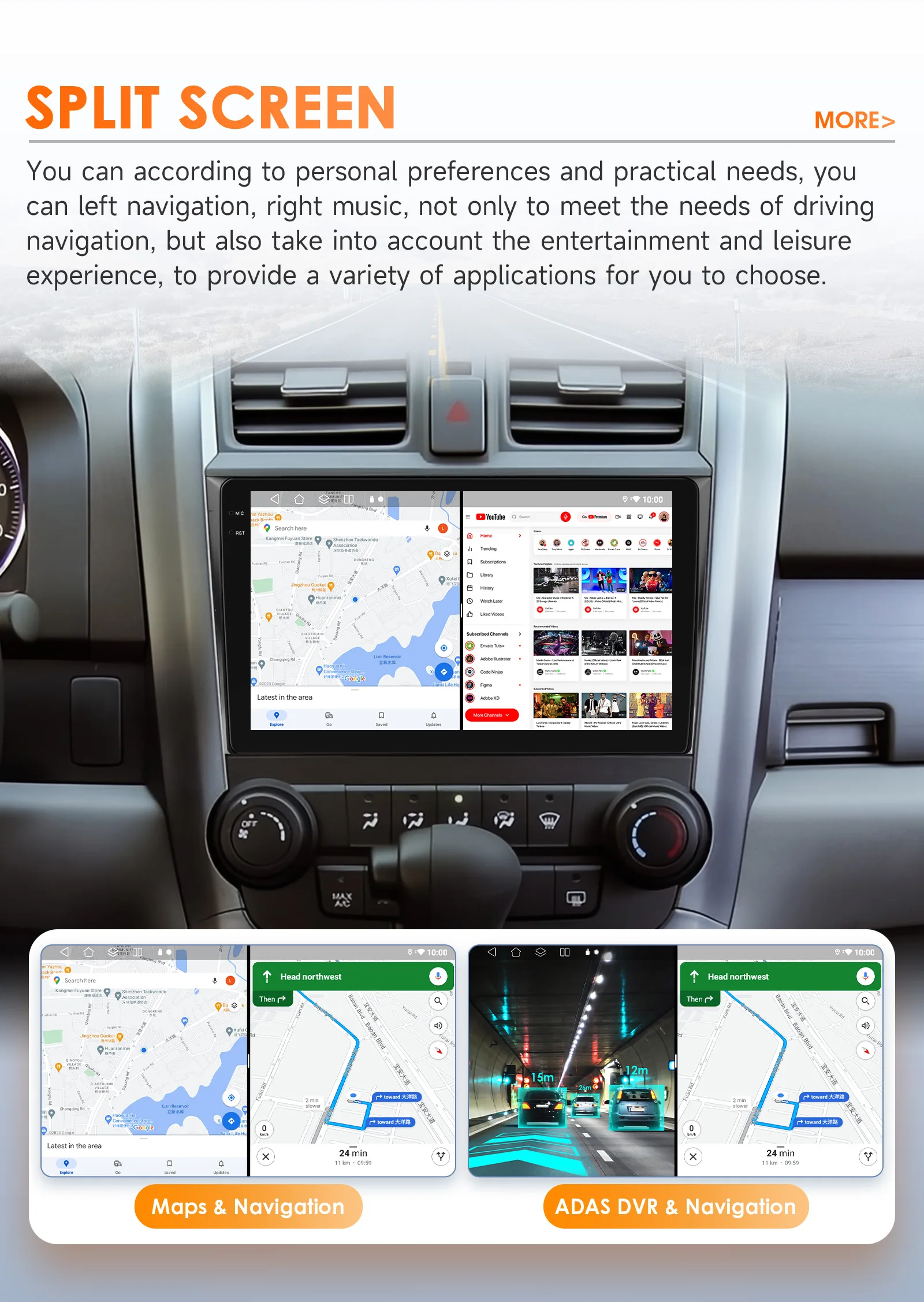 Hizpo Car Radio for Honda CRV CR-V 2007-2011 Multimedia Video Player Navigation Stereo GPS Android 14 Carplay Head Unit No DVD