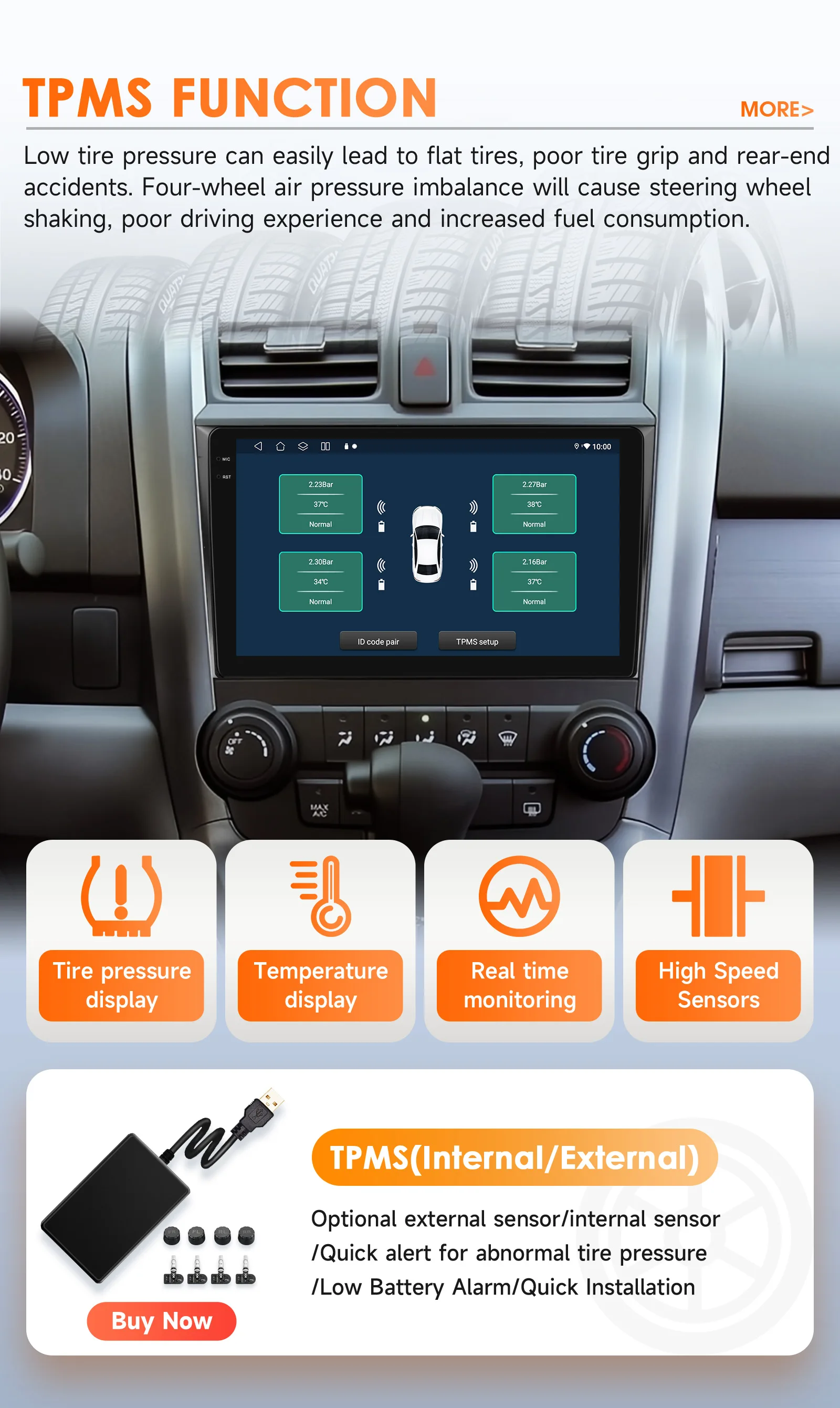 Hizpo Car Radio for Honda CRV CR-V 2007-2011 Multimedia Video Player Navigation Stereo GPS Android 14 Carplay Head Unit No DVD
