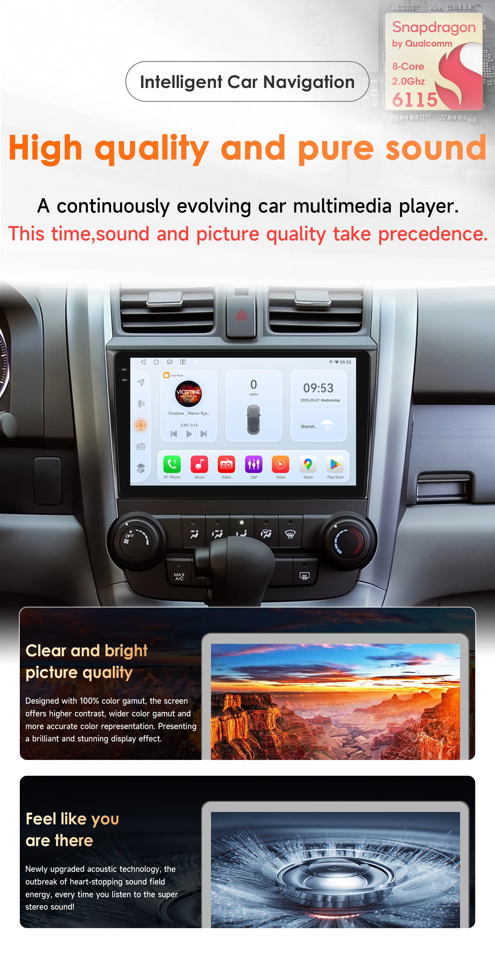 Hizpo Car Radio for Honda CRV CR-V 2007-2011 Multimedia Video Player Navigation Stereo GPS Android 14 Carplay Head Unit No DVD