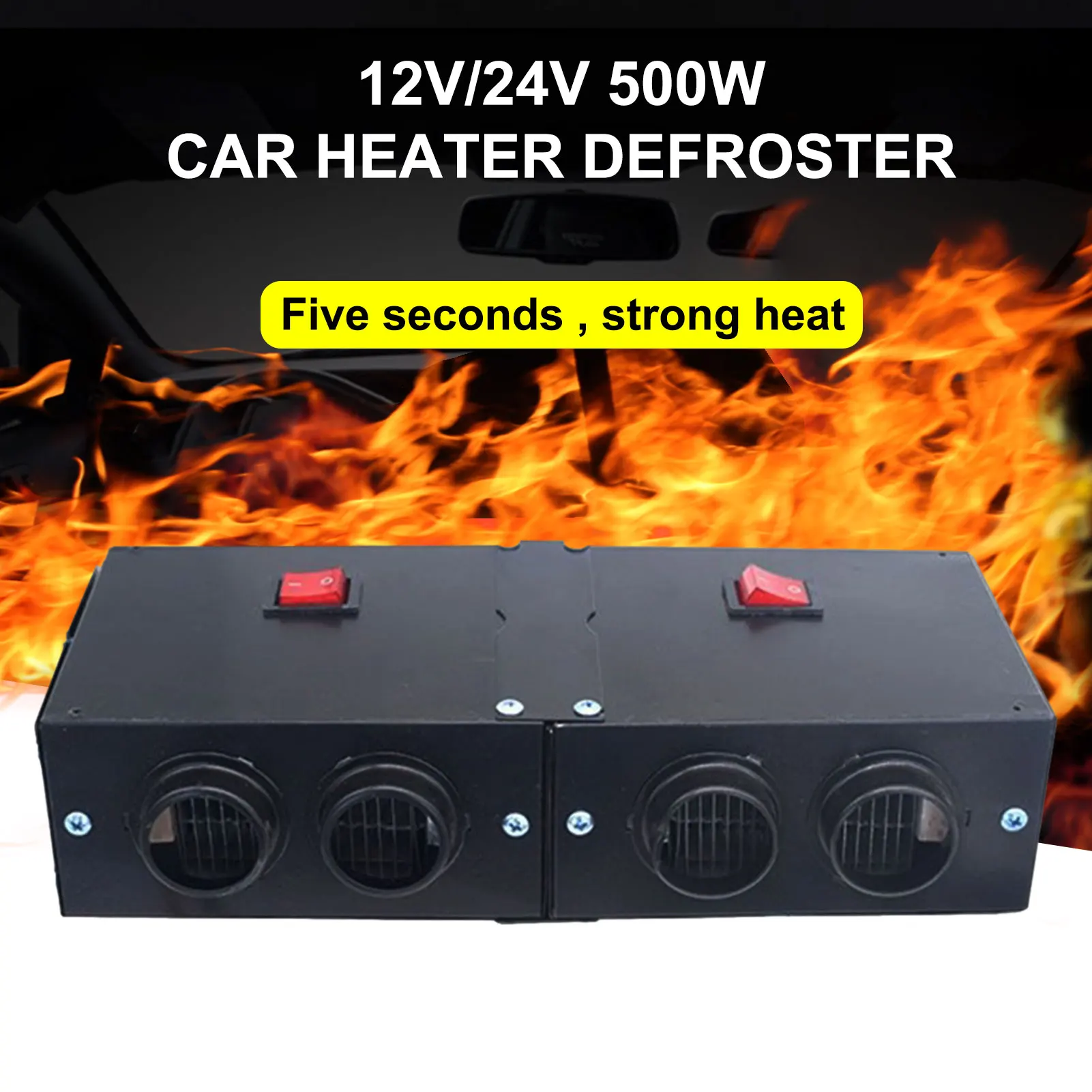 24V 2-4Port Car Heater Defroster Portable Car Electric Dryer Windshield Windscreen Demister 12V 500W Heater Fan For RV SUV Truck