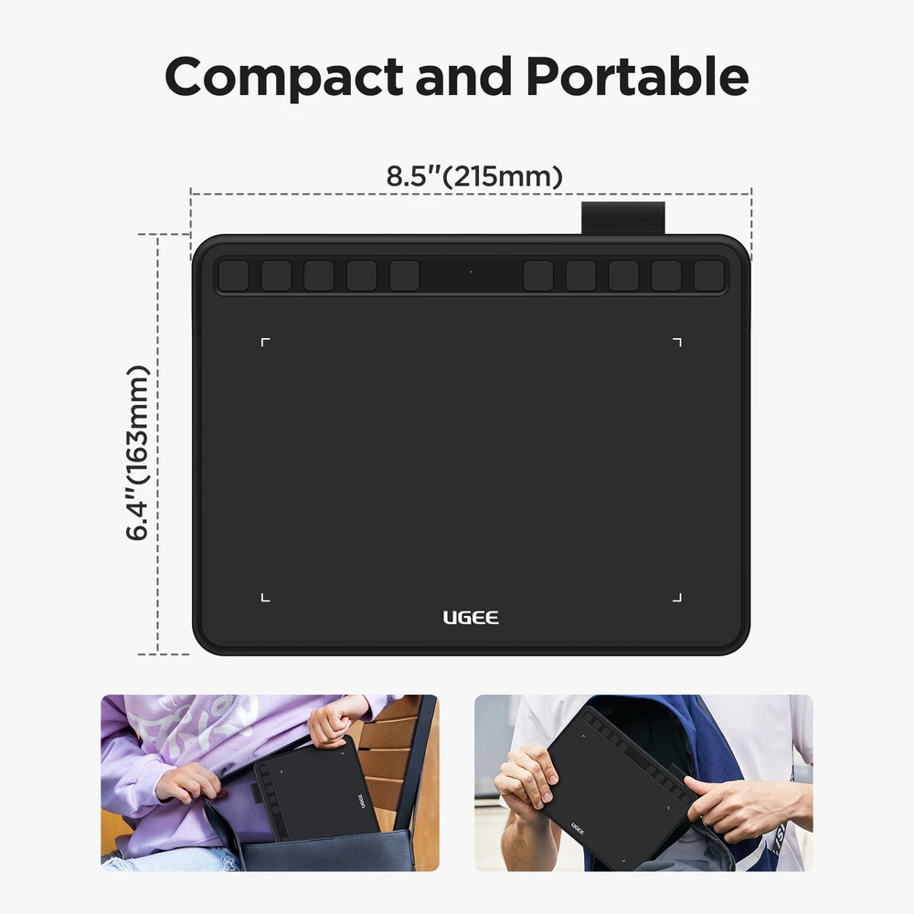UGEE S640 Draw Graphic Tablet with Stylus 6.3x4 Inches Drawing Digital Pen Tablet for Linux Mac Windows Android OSU