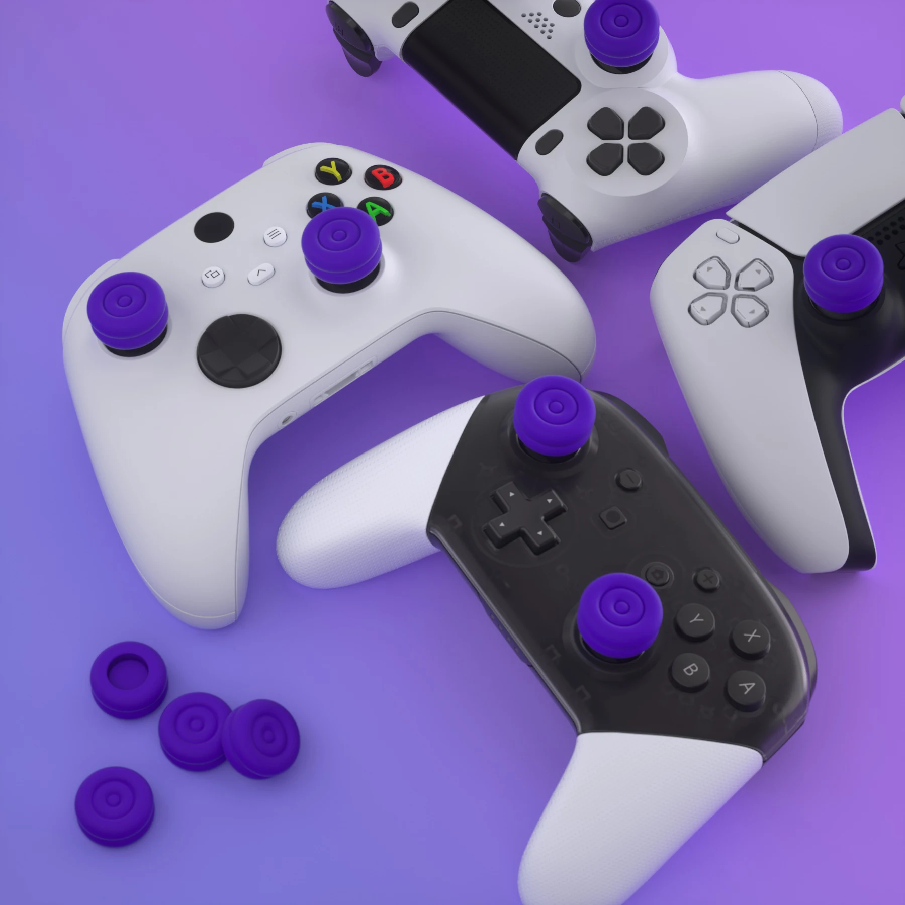 PlayVital Cushion Caps Thumb Grips for ps5/ps4, for Xbox Series X/S, for Xbox One, Elite Series 2, for Switch Pro Controller