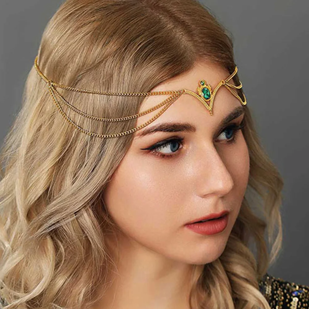 Stonefans Bohemia Hair Chain Accessories for Girls Jewelry Forehead Headband Headpiece Bohemia Hair Chain Wedding Headdress