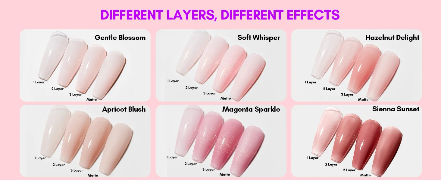 Makartt Gel Nail Polish, Natural Nude Jelly Pink Milky White Red Glitter Gel Polish 6PCS Summer 8ML Soak Off UV LED Gel Polish