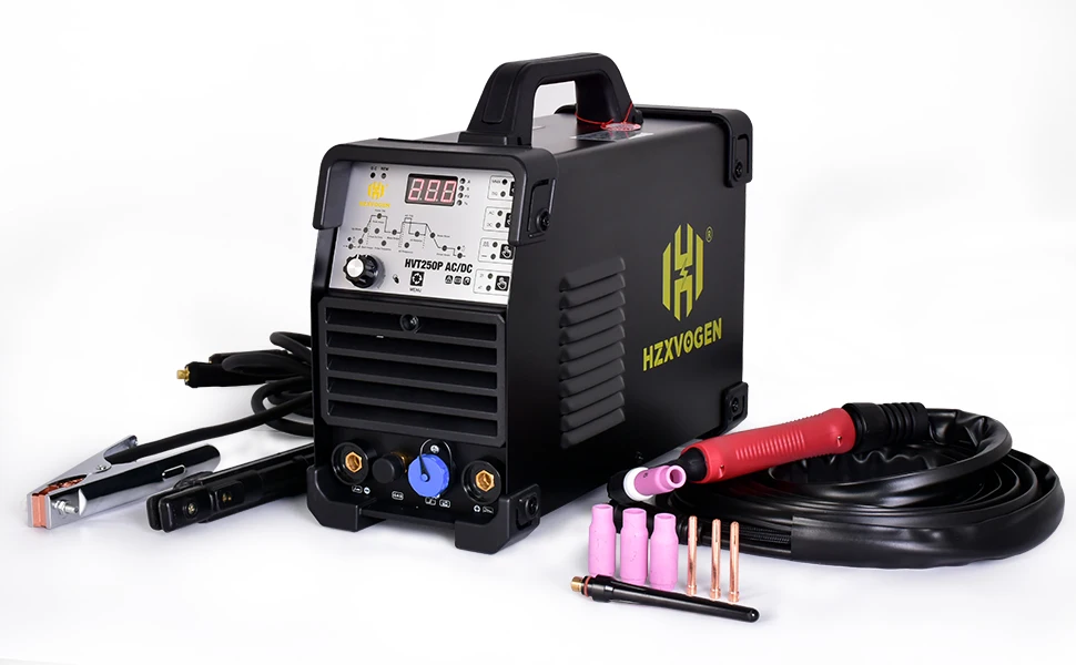 AC/DC TIG Welder 250A HZXVOGEN HVT250P HF TIG MMA ARC Stick Pulse 2T/4T 220V IGBT Inverter Aluminum Stainless Steel Welder