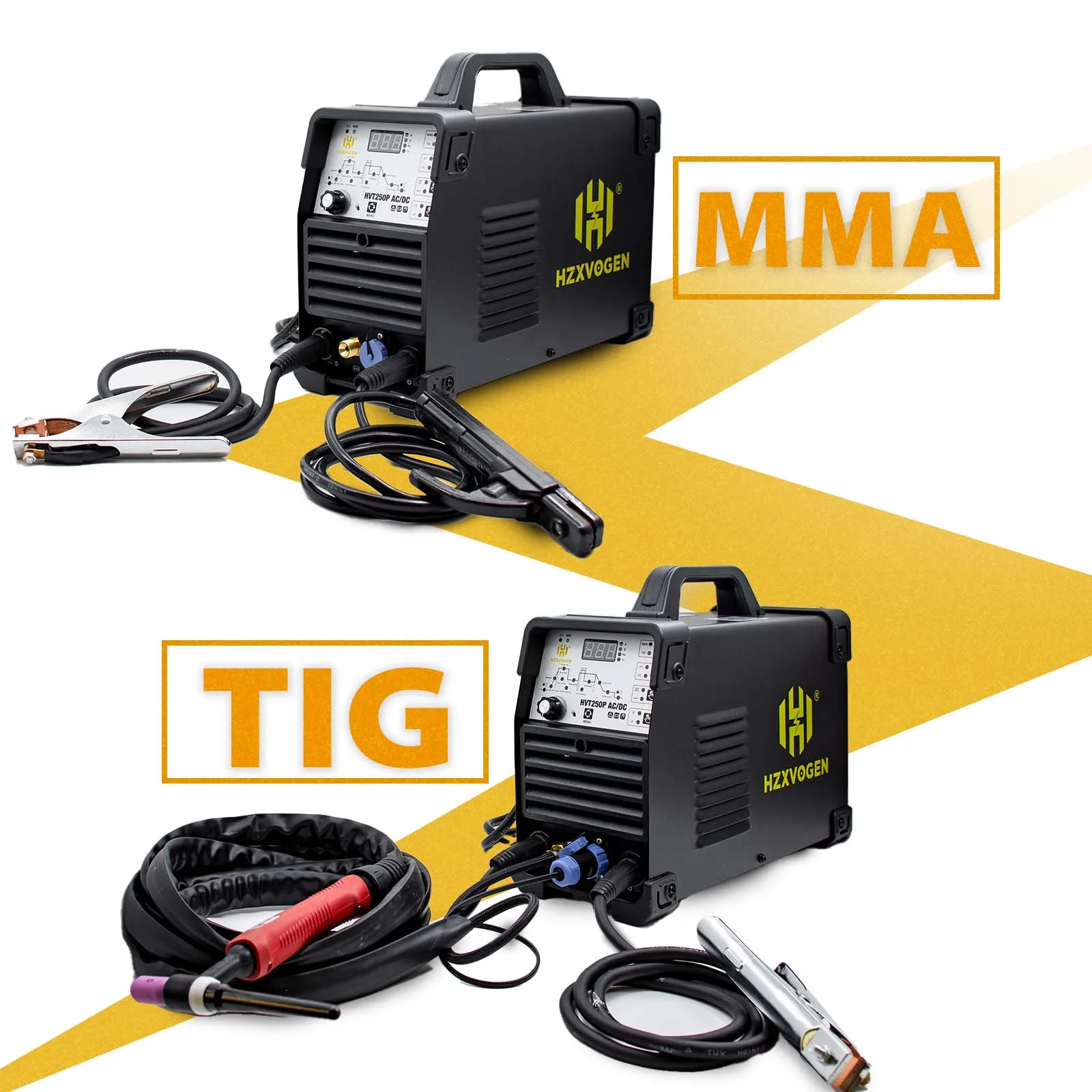AC/DC TIG Welder 250A HZXVOGEN HVT250P HF TIG MMA ARC Stick Pulse 2T/4T 220V IGBT Inverter Aluminum Stainless Steel Welder