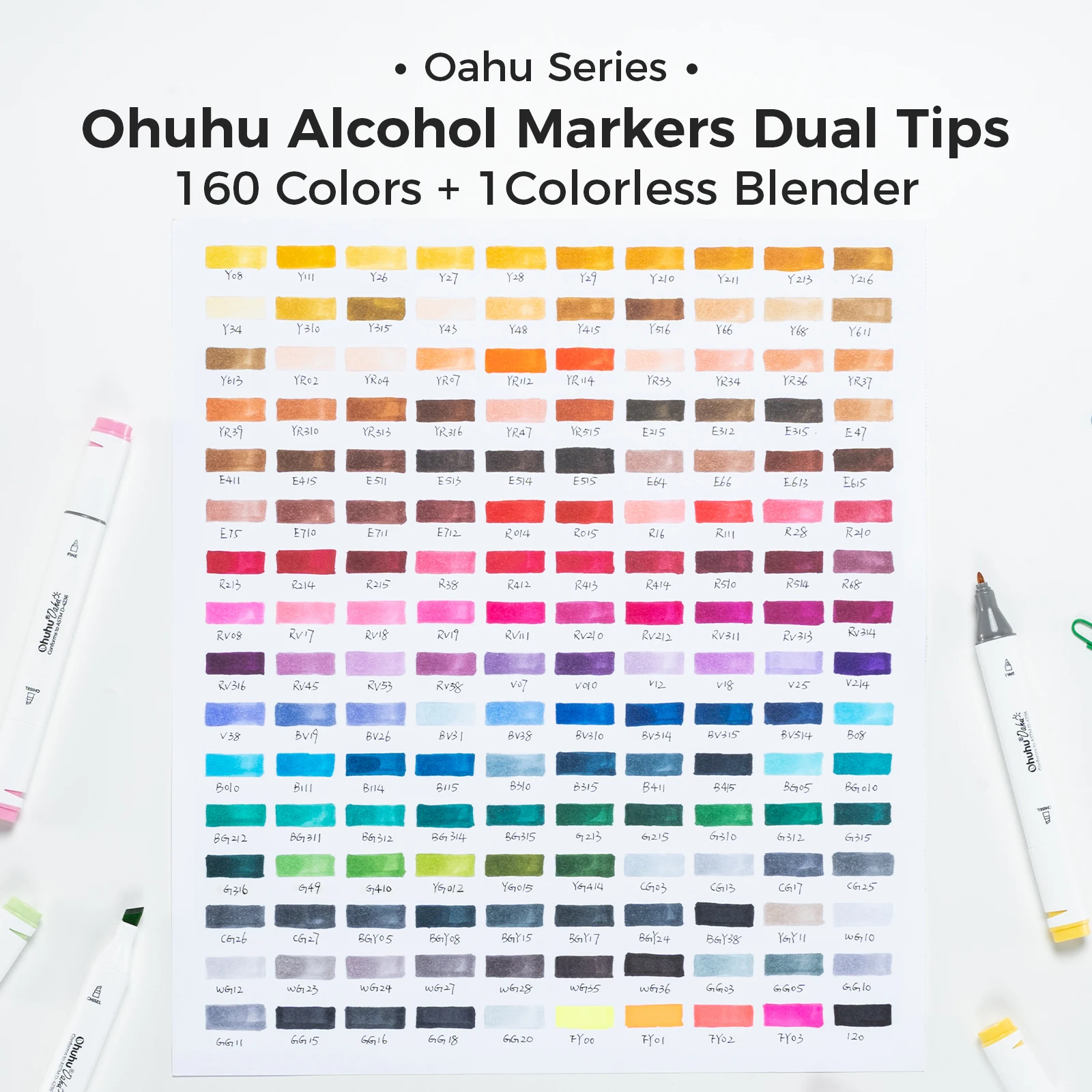 Ohuhu Oahu Marker Pen Alcohol Art Markers Color Marker Set Dual Tips Felt Pen Sketching Drawing Graffiti Manga School Supplies