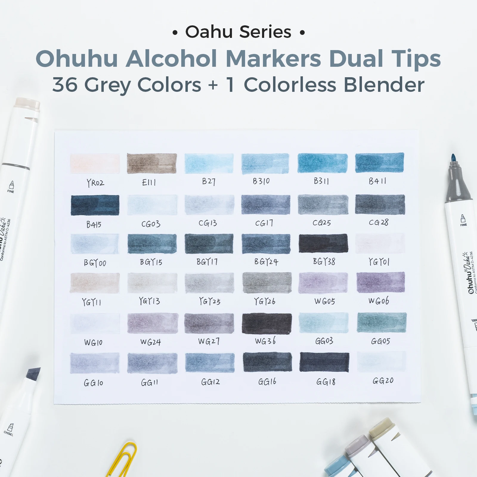 Ohuhu Oahu Marker Pen Alcohol Art Markers Color Marker Set Dual Tips Felt Pen Sketching Drawing Graffiti Manga School Supplies
