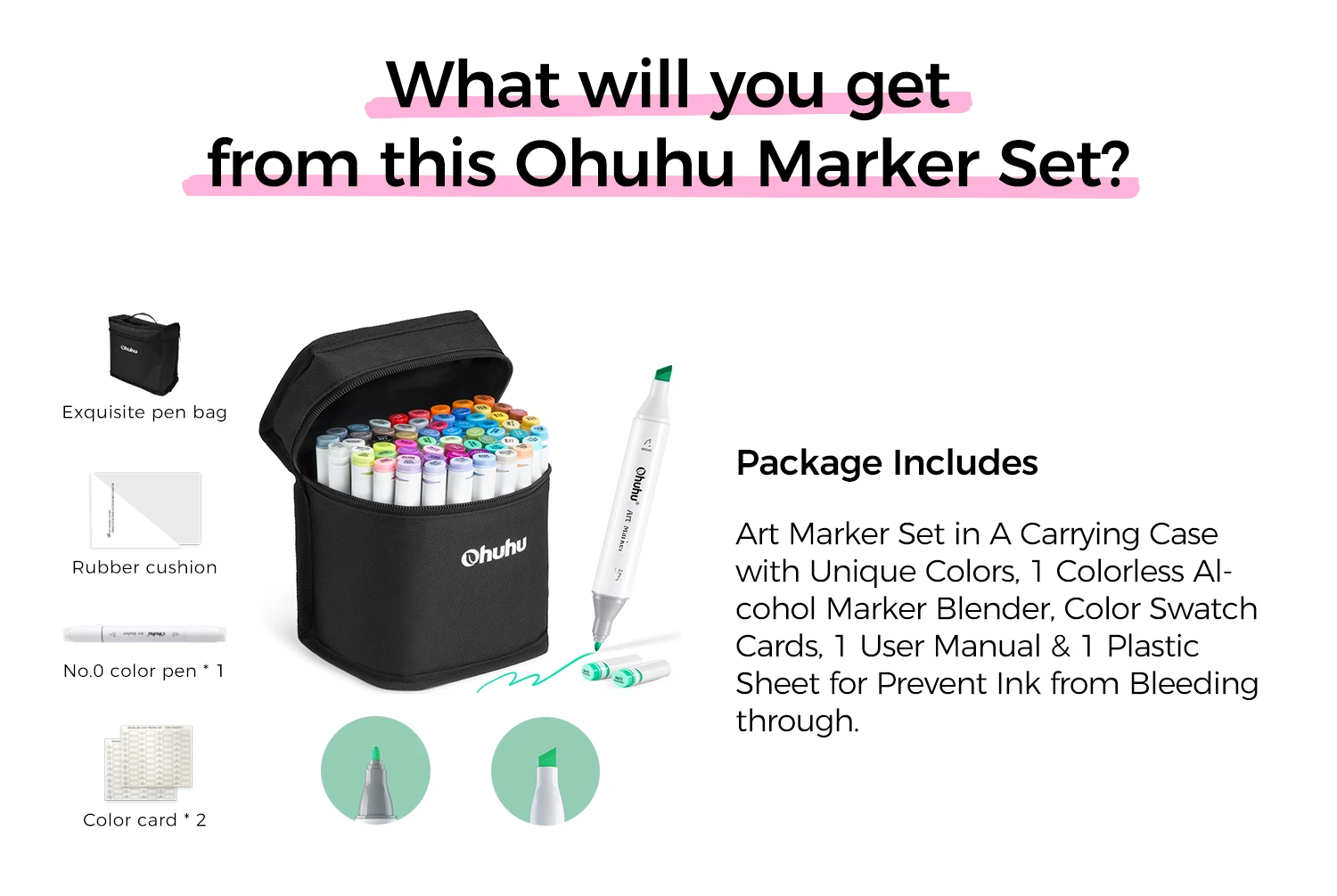 Ohuhu Oahu Marker Pen Alcohol Art Markers Color Marker Set Dual Tips Felt Pen Sketching Drawing Graffiti Manga School Supplies