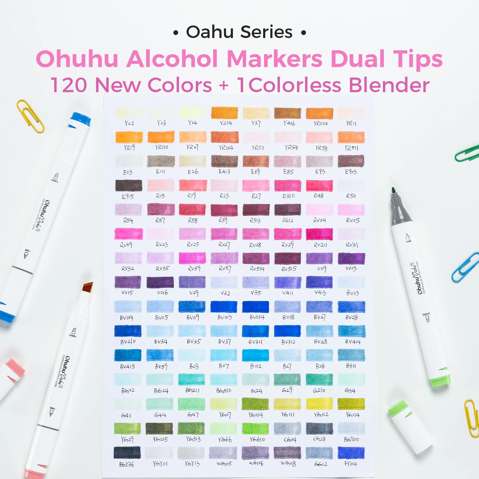 Ohuhu Oahu Marker Pen Alcohol Art Markers Color Marker Set Dual Tips Felt Pen Sketching Drawing Graffiti Manga School Supplies